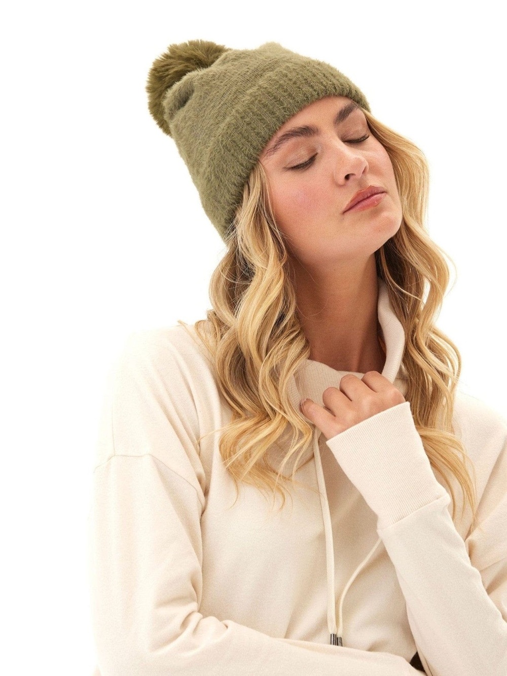 NWT Threads 4 Thought Green Fuzzy Upcycled Winter Beanie